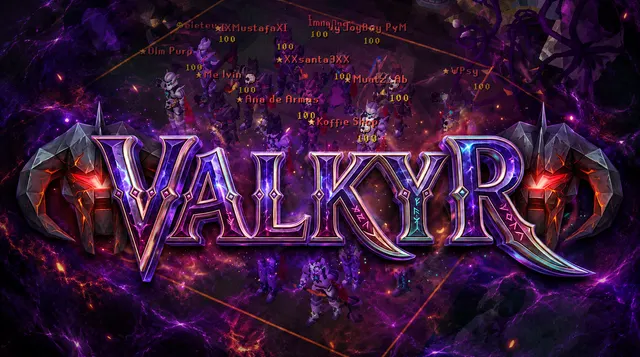 Valkyr clan members gathered together in Old School RuneScape beneath their clan banner