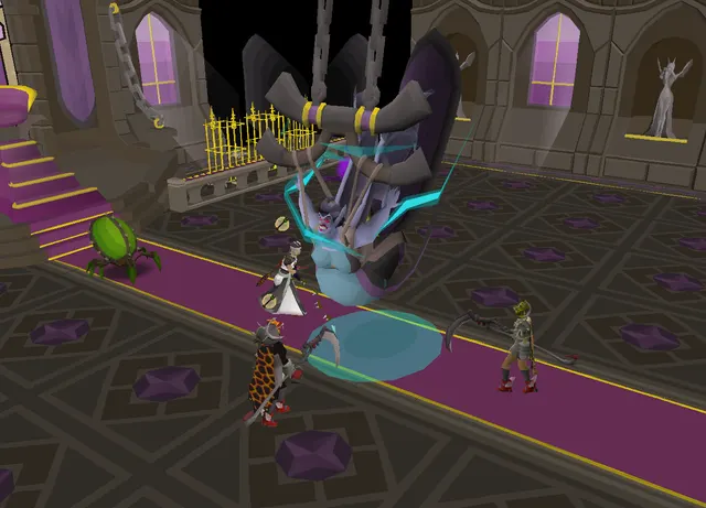 A player party fighting Verzik Vitur in the Theatre of Blood